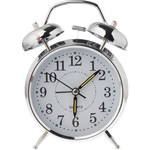 Retro Desktop Mechanical Alarm Clock Luminous Night Light Twin Bell Silent Metal Digital Bedroom Home Decoration L4MB