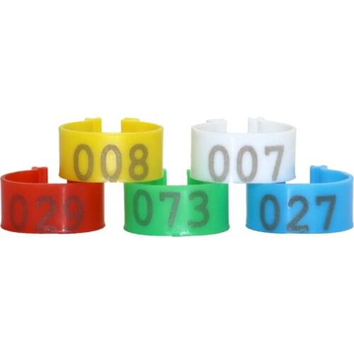 No.1-100 Inner Diameter 1.6cm Plastic Open Type Buckle Chicken Duck Goose 5 Colors Digital Foot Ring Poultry Farming Equipment