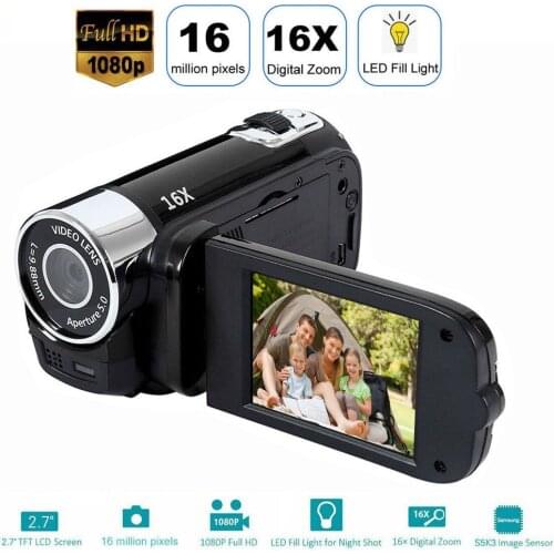 New 1080P video camera HD digital video camera 2.7 inch 16MP HD DV video camera 270 degree rotating digital Christmas gift