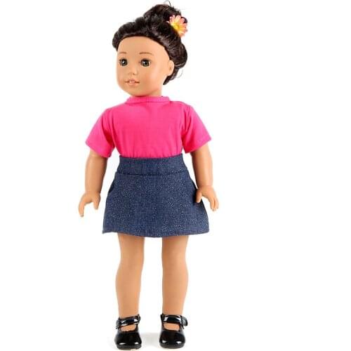 2021 New Pattern Fashion T-shirt Denim Suit Fit 18 Inch American&43cm Baby New Born Doll Clothes Accessories