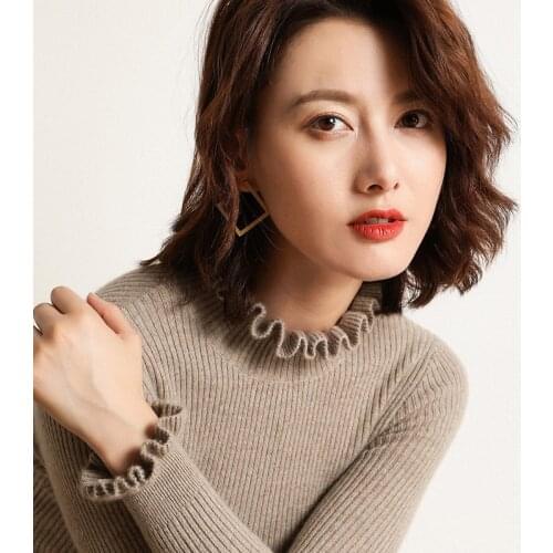 MRMT 2021 Brand New Autumn Winter Womens Striped Woman Warm Knitting Bottom Women Fashion Slim Short Turtleneck Neck Sweater