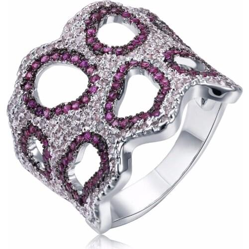 New Hot Two Tone Ring Made with Cubic Zirconia Lead Free Punk rings for women Free Allergy crystal ring