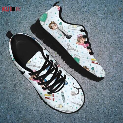 KUILIU New Fashion Nurse Doctor Print Casual Shoe Women Childrens Flat Sneakers Custom Brand School Shoes Girl Dropshipping