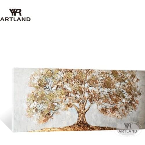 Wholesale Modern Abstract Gold Money trees Handmade canvas oil painting wall art picture for living room home decor no framed