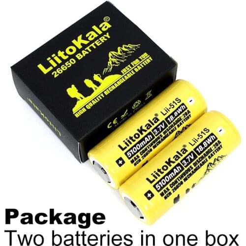 9PCS Liitokala LII-51S 26650 8A power rechargeable lithium battery 26650A 3.7V 5100mA Suitable for flashlight(PCB protection