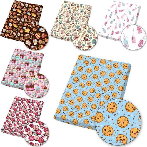 Polyester Cotton Fabric By The Yard Coffee Cake Dessert Printed Cloth Sheets for Designer Dress DIY Sewing Materials 45*145cm/Pc