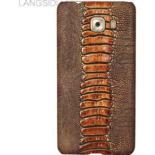 Luxury brand phone case ostrich foot grain half-wrapped phone case For Samsung C9 Pro phone case handmade custom processing