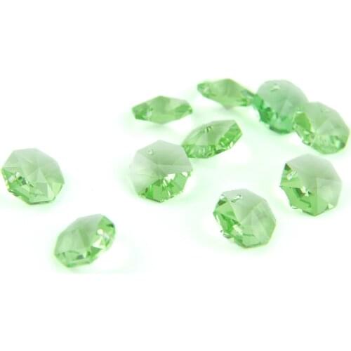 Light Green Glass Crystal Octagon Beads 14MM Octagon Beads With Pendant Crystal Prism Pendnat Crystal Decoration