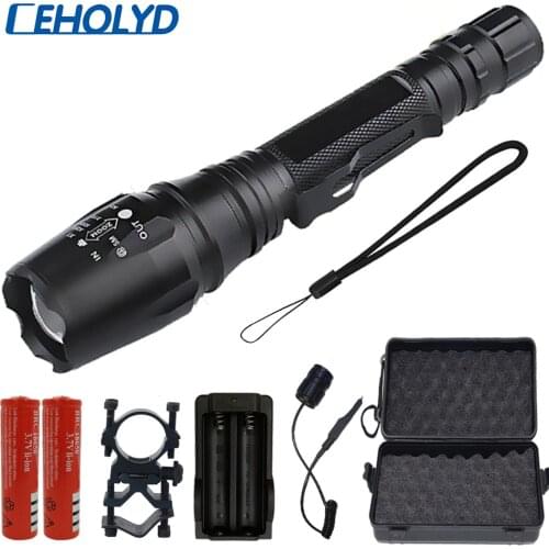 Led Flashlight Batteries Aluminum Russia 8000 Lumen Shock Resistant Hard Light Helf Defense Outdoor Sport Bulbs Torch Ceholyd