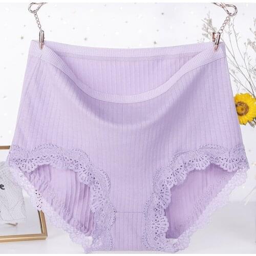 XL- 6XL Women Large size underwear high waist pure cotton underpants Womens panties mother middle-aged old ladies lace briefs