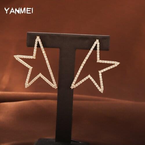 Unique Hexagonal Star Hollow Flashing Earrings for Women Fashionable Huge Earrings Symmetrical Geometric Exquisite Jewelry