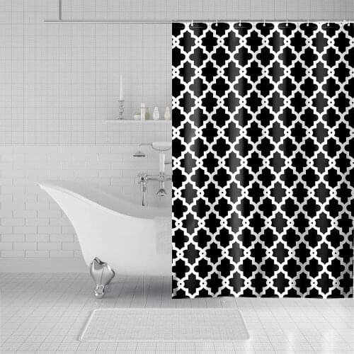 Bathroom curtain Waterproof Polyester Fabric Shower curtain Geometric Pattern Solid Color Multi-size Home Decor with Hooks