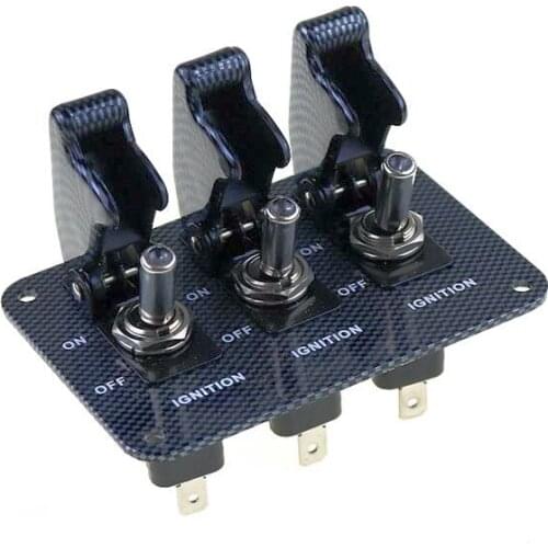 High quality Carbon cover DC12V-20A LED indicator switch combination switch Carbon Fiber Surface Pane