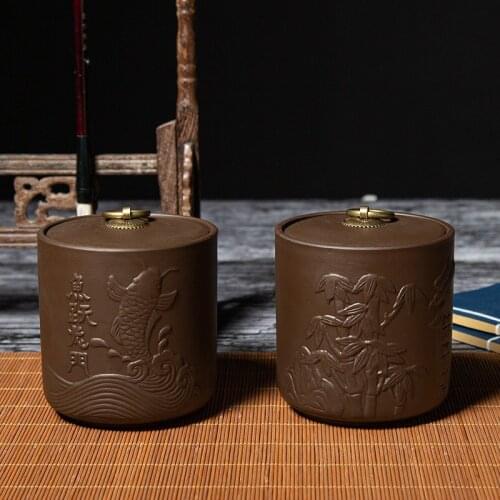 Green Tea Storage Box Sealed Purple Clay Tea Jars Caddy Coffee Storage Bottles With Lid Jar Container Grain Organizer Containers