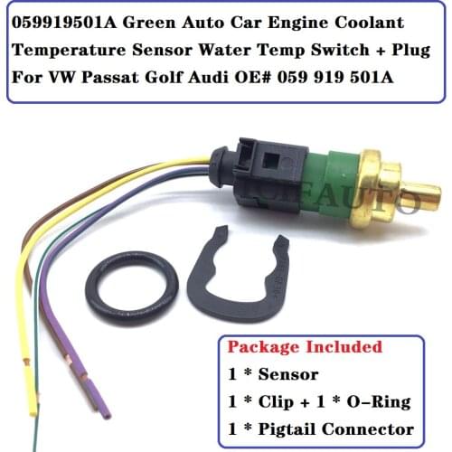 059919501A Green Auto Car Engine Coolant Temperature Sensor Water Temp Switch and Plug For VW Passat Golf Audi OE# 059 919 501A