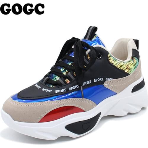 GOGC Womens Chunky Sneakers Thick Bottom Platform Vulcanize Shoes Fashion Breathable Casual Running Shoe for Woman Female