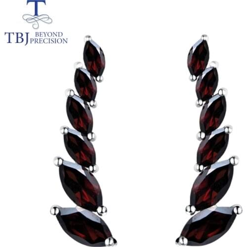 TBJ,natural gemstone garnet earrings simple design 925 sterling silver fine jewelry for women Black Friday or Christmas gift