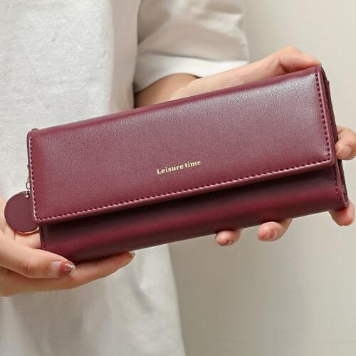 THREEPEAS Women Wallet Luxury Female Leather Clutch Money Clip 3 Fold Long Purse Phone Bag Cartera Mujer Sac