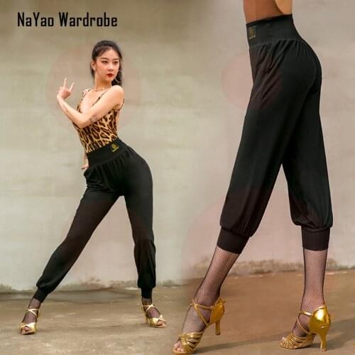 2021 New YS212 Leopard Wrinkle Latin Dance Dress Women Latin Dance Trousers Ballroom Tango Chacha Performamnce Dancing Pants