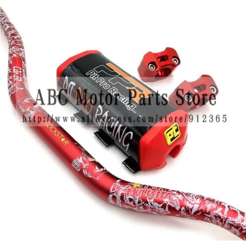 1-1/8" Handlebar With Pit PRO Racing Handlebar Pads Fat Bar For Dirt Bike MotorCross Green Blue Red Black Orange Gold