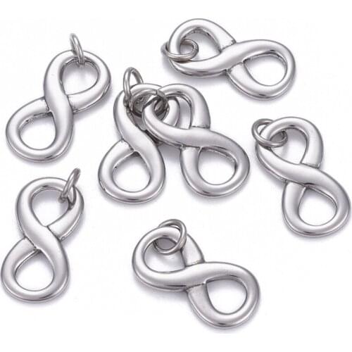 10pcs 304 Stainless Steel Infinity Shape Charms Pendants for DIY Earring Necklace Bracelet jewelry making Decor