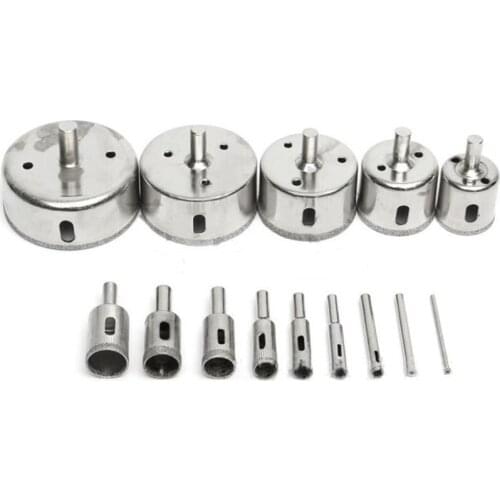 14pcs/set 3-70mm Carbon Steel Glass Drill Bits, Durable Ceramics Ceramics Tile Diamond Hole Opener Drill