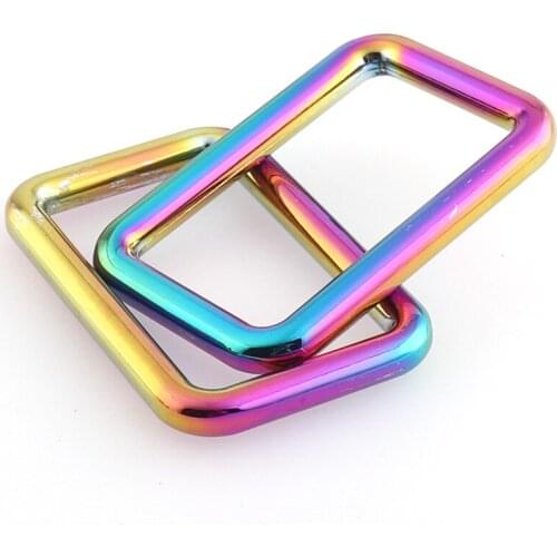 40mm Metal Rainbow Color Rectangle D Ring Belt Ribbon Square Buckles for Backpack Bag Webbing Straps DIY Accessories Sewing