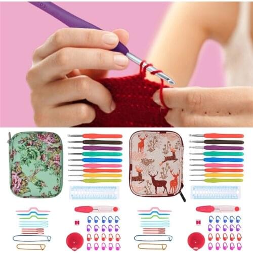 45Pcs Crochet Hook Needles Set with Storage Case DIY Hand Craft Knitting Tools Accessories Weave Yarn Kits for Crochet Lovers