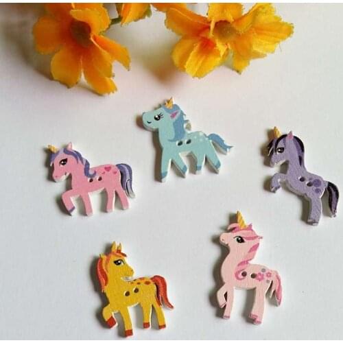50pcs/lot Mixed Cartoon painted bulk wooden buttons for craft Scrapbooking products sewing Accessory