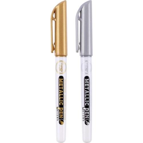 6Pc Gold Silver Epoxy Resin Drawing Pen Gold Leafing Point Pen Marker Acrylic Paint Highlights Metallic Permanent Marker