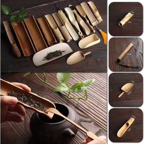High Quality Tea Accessories Chinese Kongfu Wooden Bamboo Retro Style Natural Tea Scoop Delicate Spoon Portable Bamboo Teaspoon