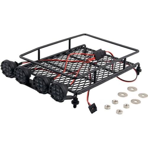 Roof Rack Luggage Carrier with LED Light Bar for 1/10 Traxxas Defender TAMIYA CC01 Axial SCX10 RC Car Prts Accessories