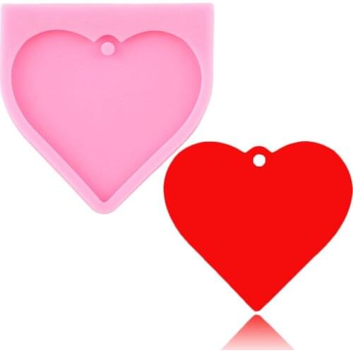 Shiny Glossy Hand Heart Silicone Mold Epoxy Resin Keychain Molds Polymer Clay Pendant Necklace Charms Making Jewelry Moulds