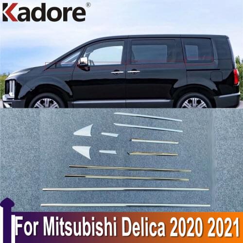 For Mitsubishi Delica 2020 2021 Stainless Steel Chrome Car Side Door Window Decoration Cover Moulding Trim Exterior Accessories