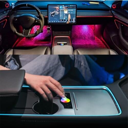For Tesla Model 3 model Y 2021 app control inter car Light Center pillar horn cover app control Decorate inter Ambient lamp