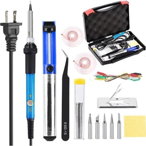 Thsinde Soldering Iron Kit 60W 110V-Adjustable Temperature Welding Soldering Iron with Tool Carry Case