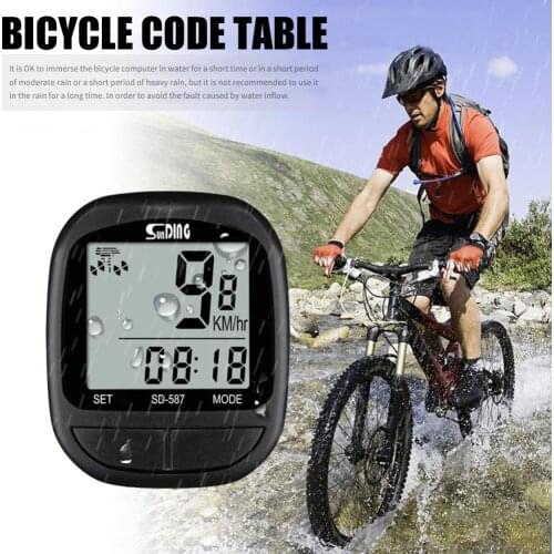 SUNDING Bike Waterproof Computer Cycling Equipment LCD Bicycle Odometer Wired Bicycle Riding Speedometer Odometer