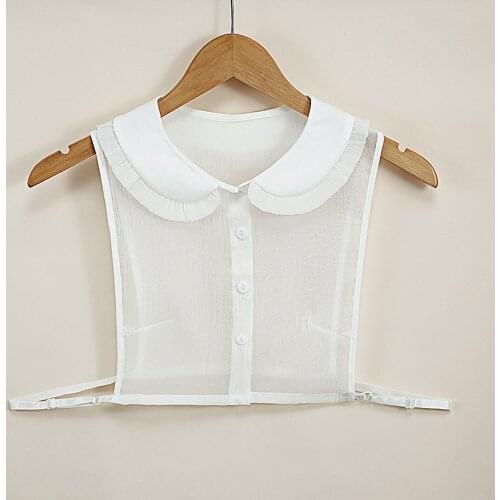 Linbaiway Fashion White Button Fake Collar for Women Shirt Blouse Detachable Shirt False Collar Blouse Top Sweater Shirt Decor