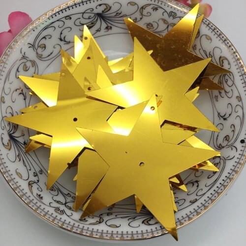 LNHOME 50g/Lot 54mm Gold Star Sequins Flake Spangle PVC Paillette Loose Flat With 2 Holes Sequins Garment Accessorie Sequins