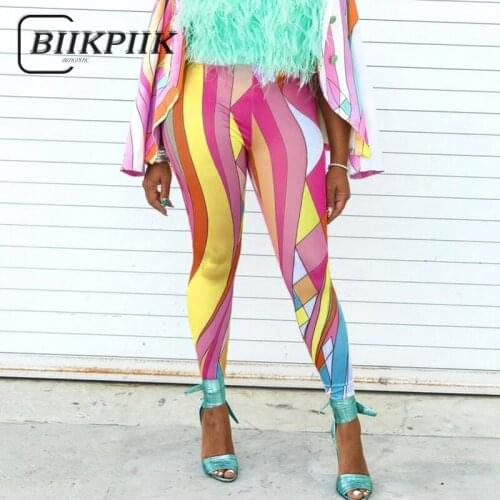 BIIKPIIK Fashion Color Blocking Womens Trousers Bodycon Harajuku Long Pencil Pants Casual Streetwear Autumn Female Pant