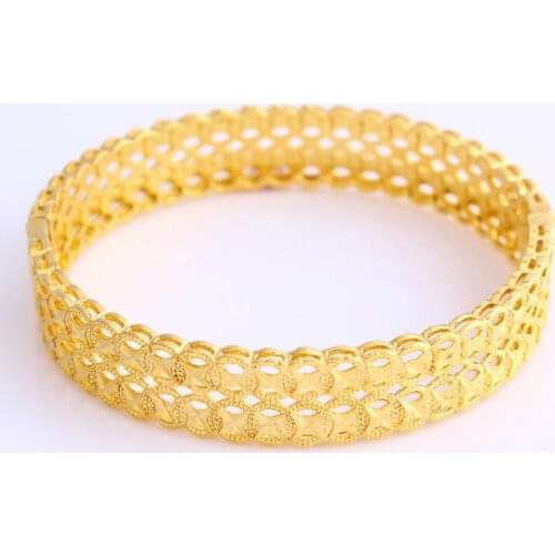 Fashion Copper Hollow Bangle Womens Gold Bracelet Jewelry Wholesale Price For Wedding Party Birthday Gift