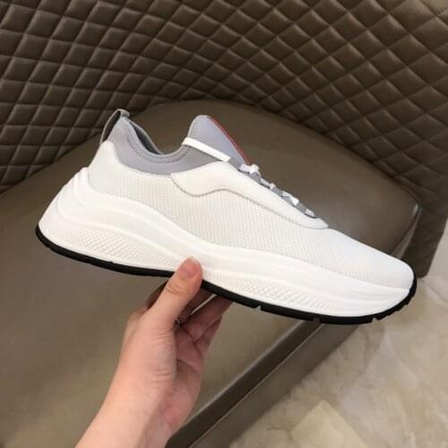 New mens leather casual shoes with knitted sneakers for 2020