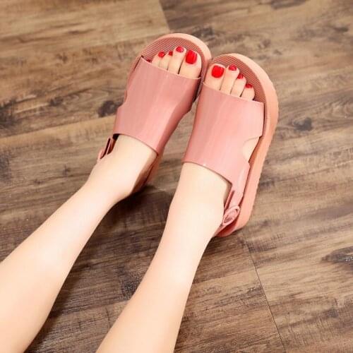 Koovan Womens Plastic Shoes Sandals 2020 New Women Shoes Gladiator Buckle Soft Jelly Sandals Casual Flat Platform Beach Shoes