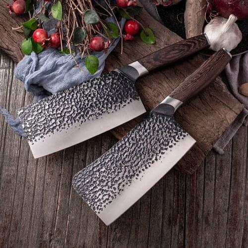 High Carbon Steel Butcher Knife Traditional Forged Slicing Bone Cutter Vegetable Meat Cleaver Cookware