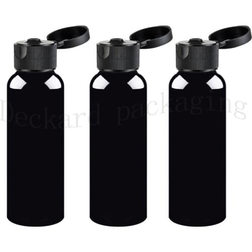 50pcs 200ml black plastic bottle flip top cap,200cc cosmetics packaging containers with screw lids,Container for lotion shampoo
