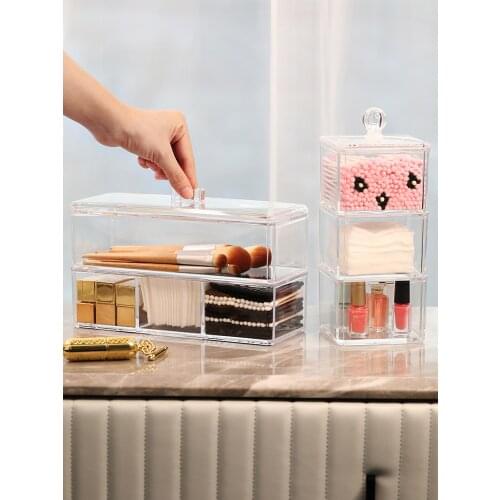 Transparent Organizer Cotton Swab Storage Box Organizador Acrylic Cotton Pad Storage Box Cosmetic Plastic Makeup Tools Box