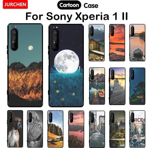 JURCHEN For Sony Xperia 1 II Silicone Luxury Thin Case For Sony Xperia1 II For Sony 1 II TPU Case 6.5inch Landscape City Pattern