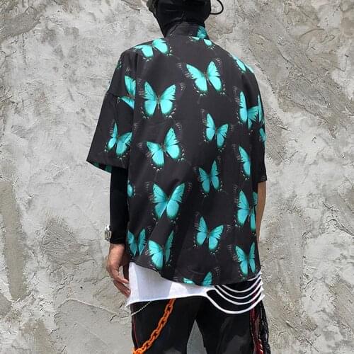 2020 New Arrivals Dutterfly Print Short Sleeve Hawaiian Beach Shirts Harajuku Casual Holiday Tropical Shirt Men Fashion Summer