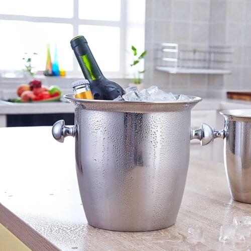 2L/5L Stainless Steel Thickened Ice Bucket Wine Champagne Drinks Beer Ice Cooler For Hotel Bar KTVs Kitchen Party Barware