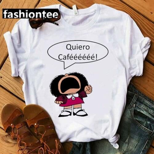 Women Fashion O-neck Tshirt Harajuku Cartoon Cute Print T Shirt Casual Kawaii Tshirt Women Short Sleeve Tops Tee Mafalda T-shirt